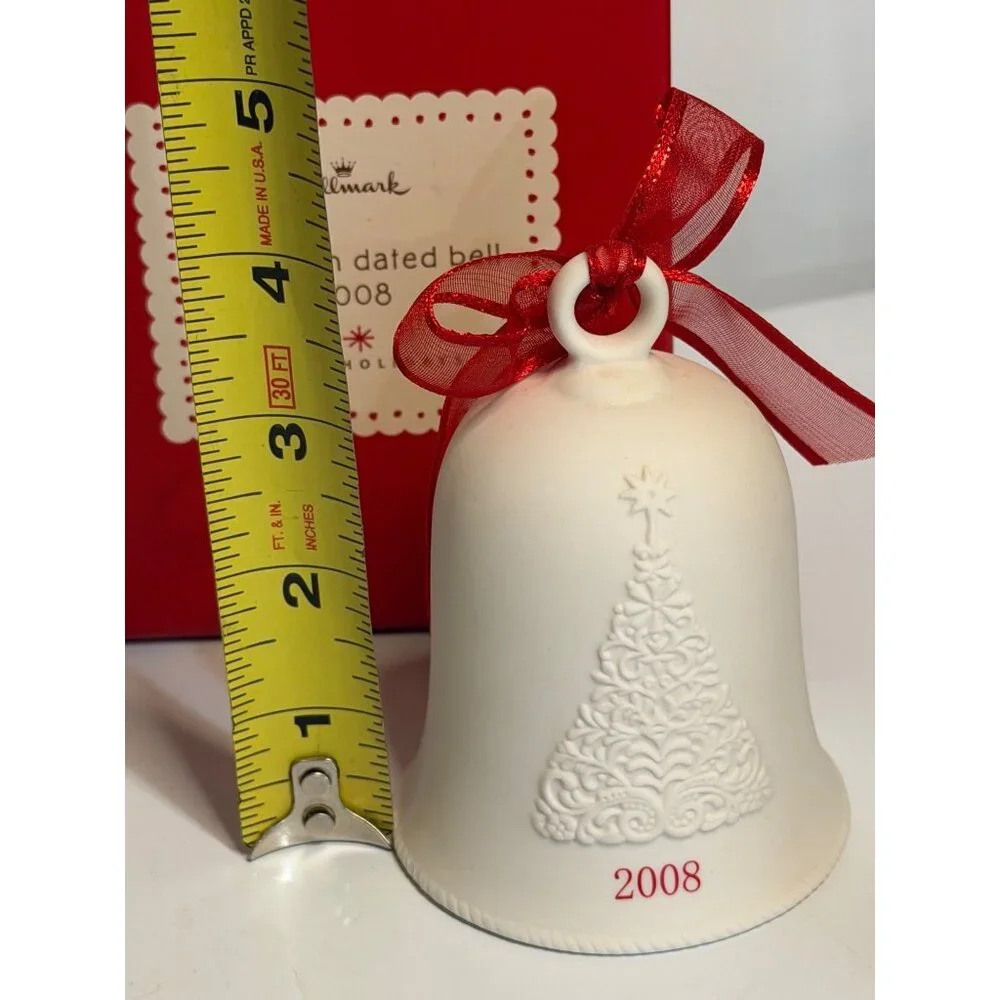Hallmark 2008 Porcelain Bell Ornament Christmas Tree Design Holiday 4